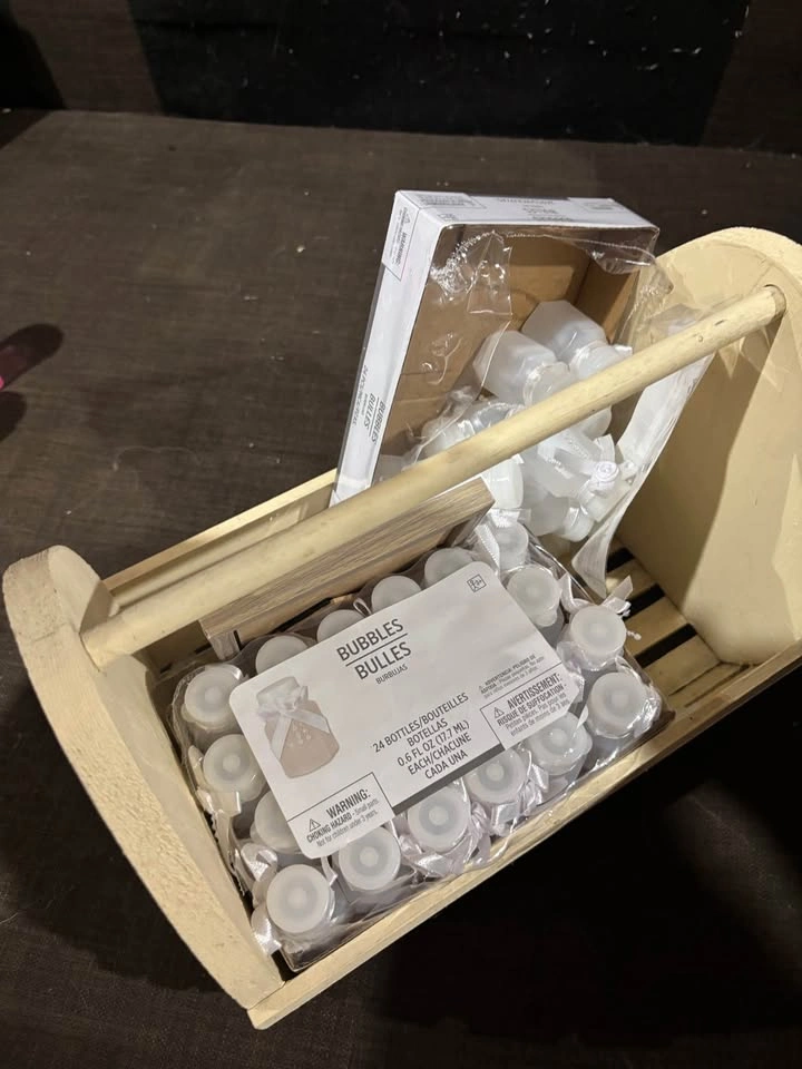 Wedding Bubble Send-Off Set with Wooden Caddy and Sign - photo 2