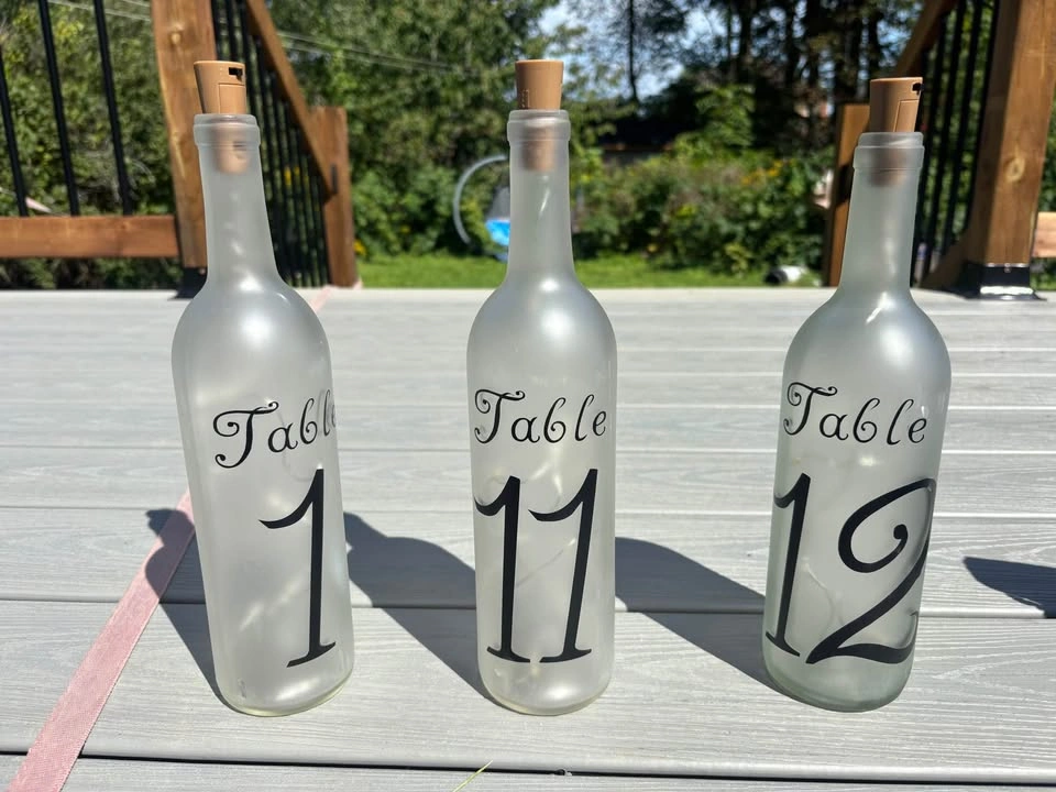 Frosted Wine Bottle Table Numbers with Lights - Set of 12 - photo 2