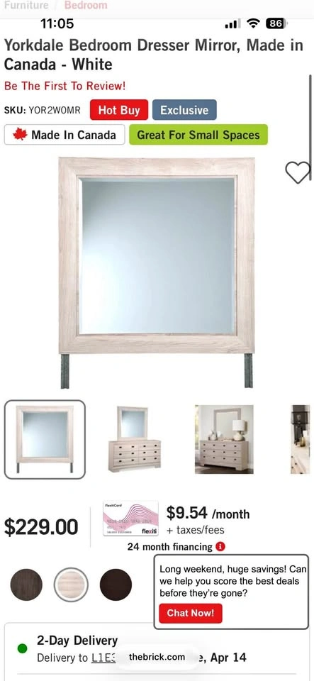 Yorkdale Mirror to attach to dresser