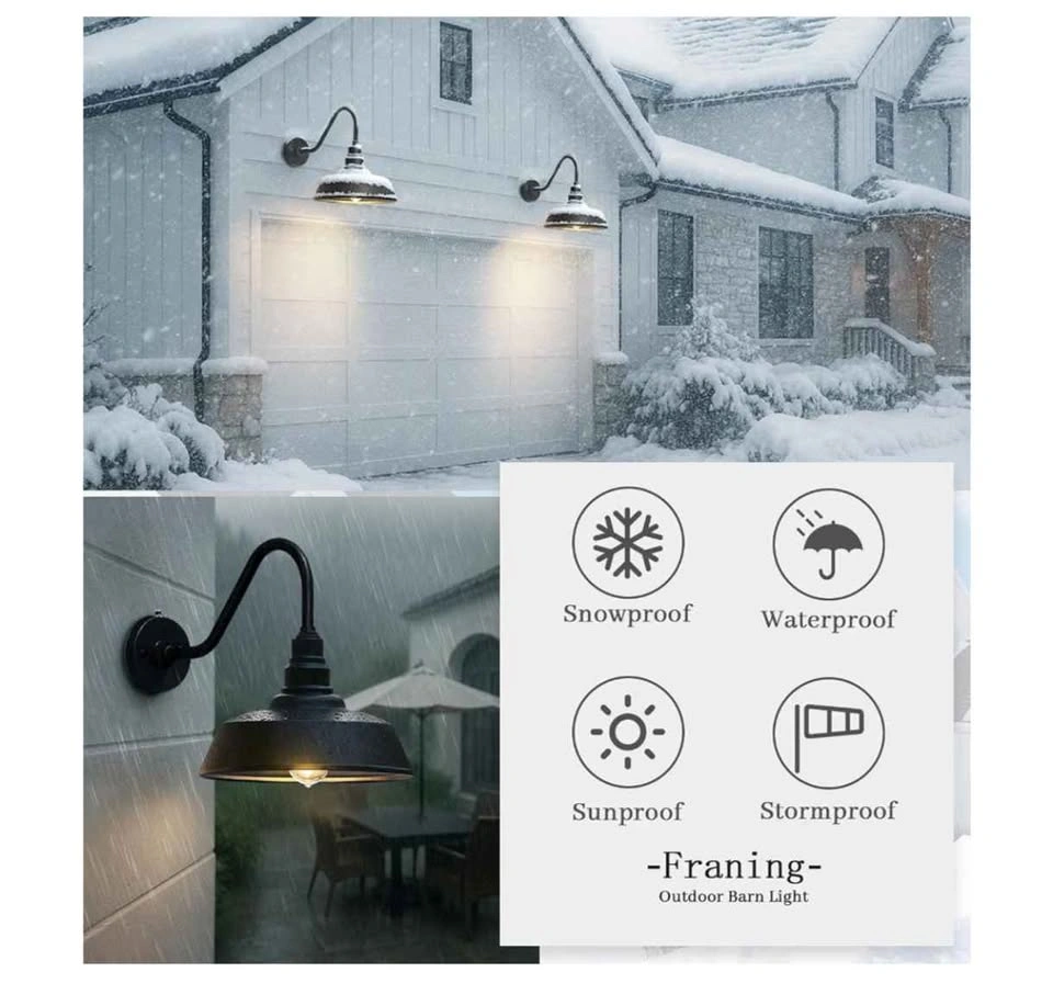 12" Outdoor Gooseneck Barn Lights with Dusk to Dawn Sensor, 2-Pa - photo 4
