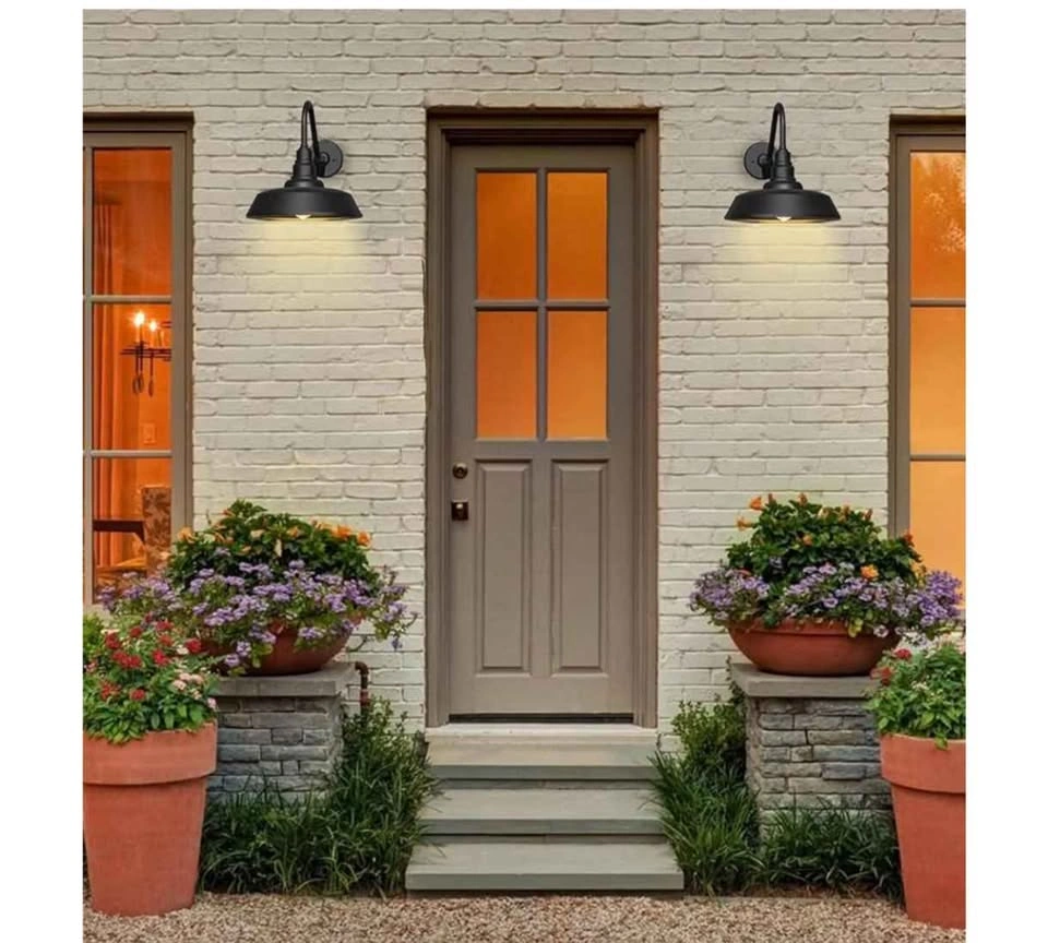 12" Outdoor Gooseneck Barn Lights with Dusk to Dawn Sensor, 2-Pa - photo 5