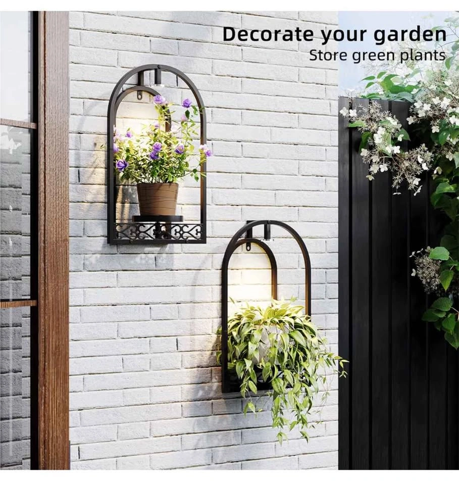 Wall Metal Arch Plant Holder with Grow Lights, Set of 2 - photo 2
