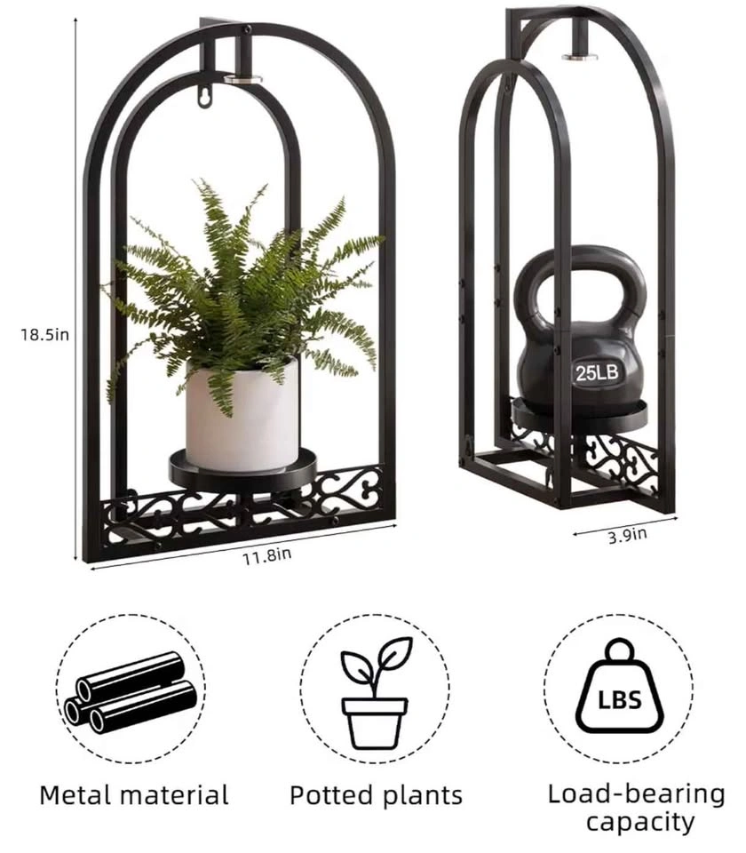 Wall Metal Arch Plant Holder with Grow Lights, Set of 2 - photo 3