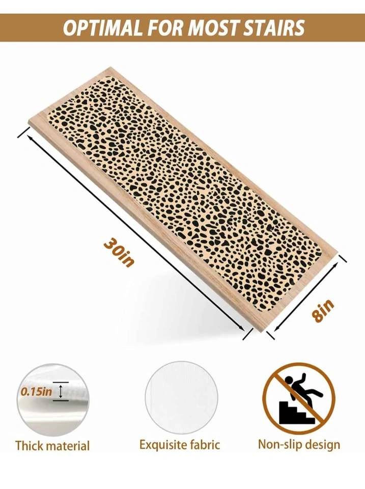 Leopard Textured Stair Treads for Wooden Steps Indoor, 15 Pack - photo 3