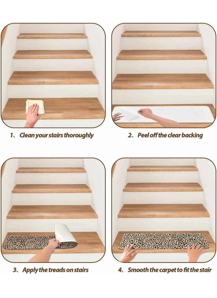 Leopard Textured Stair Treads for Wooden Steps Indoor, 15 Pack - photo 4