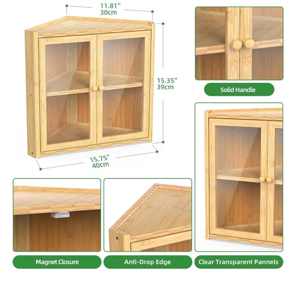Bamboo Corner Bread Box, 2 Tier, with Clear Doors - photo 2