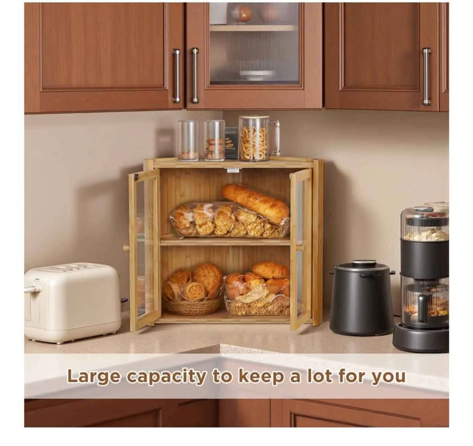 Bamboo Corner Bread Box, 2 Tier, with Clear Doors - photo 4