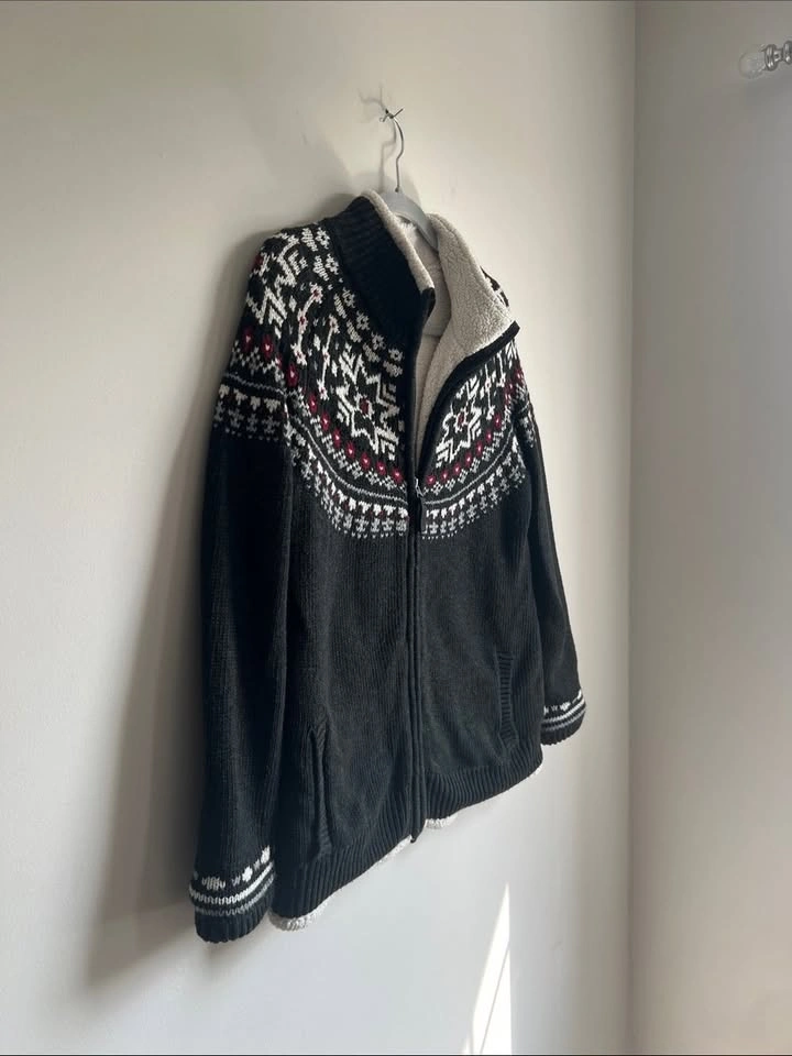Stormpack Sherpa-Lined Fair Isle Full Zip Sweater Jacket Size L - photo 3
