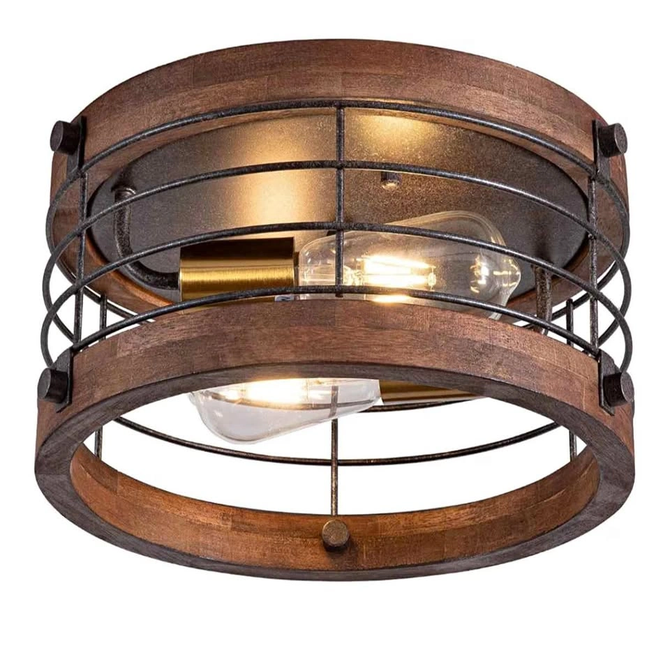 12.6 Inch 2-Light Farmhouse Flush Mount Ceiling Light