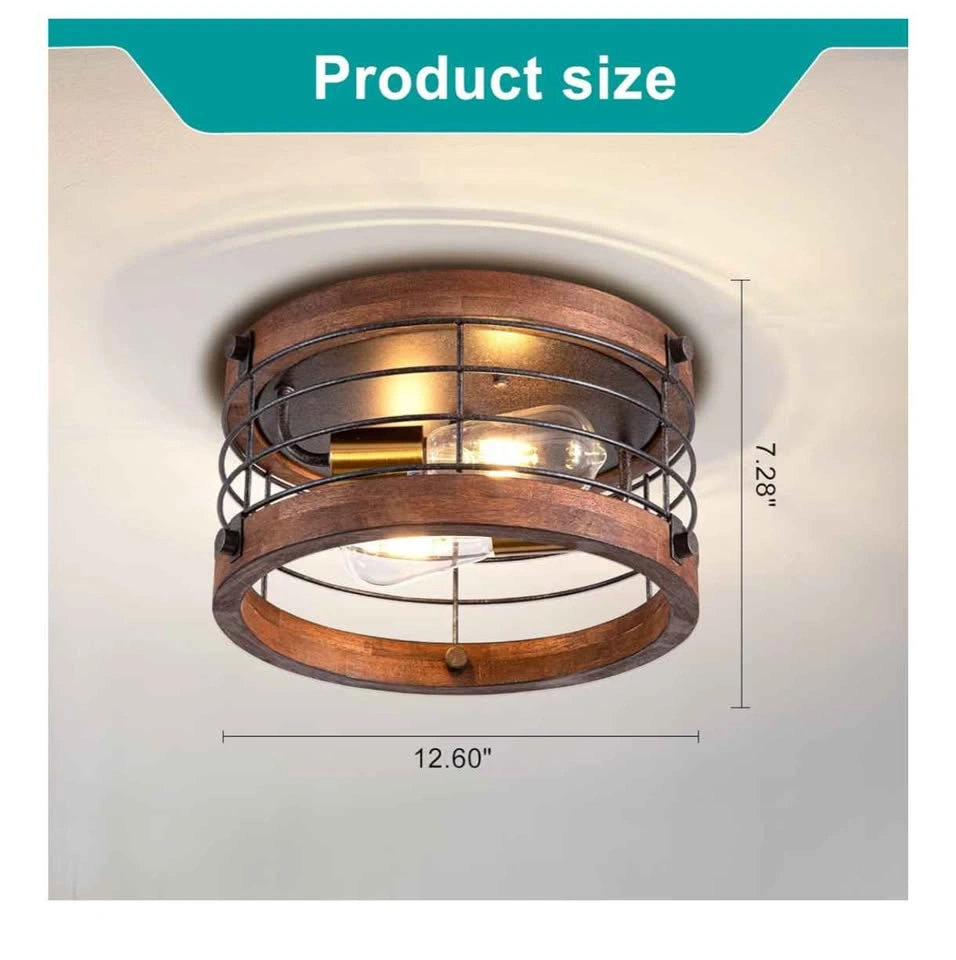 12.6 Inch 2-Light Farmhouse Flush Mount Ceiling Light - photo 3