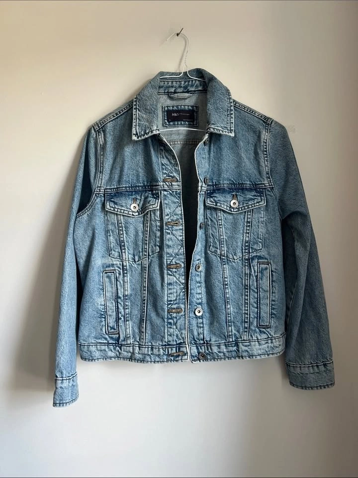 M&S Collection Light Wash Denim Jacket - Classic Trucker Style - photo 2