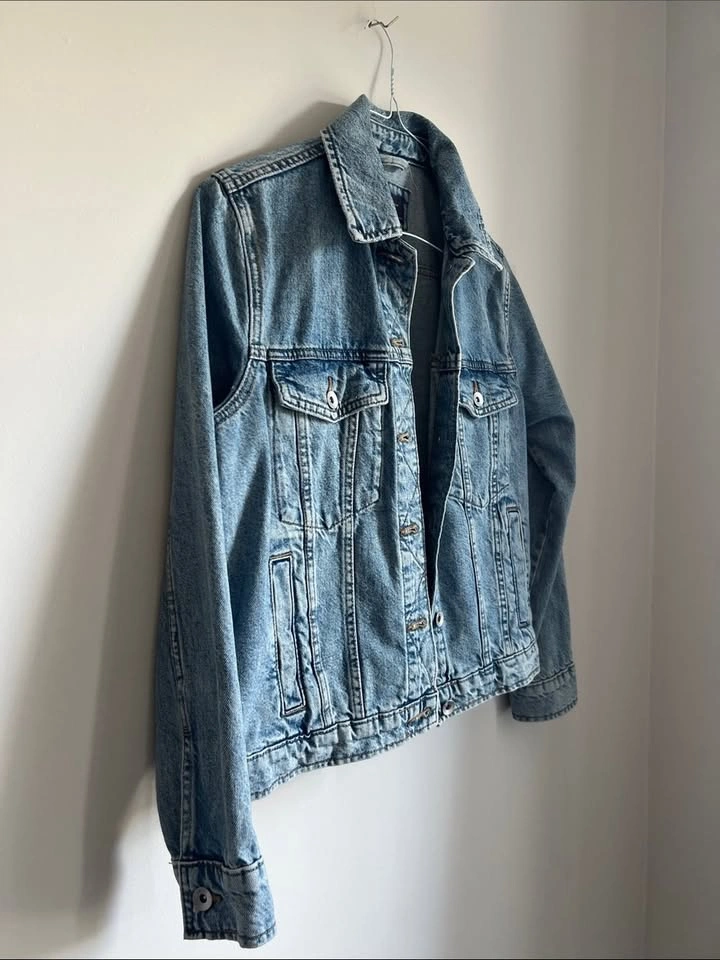 M&S Collection Light Wash Denim Jacket - Classic Trucker Style - photo 3