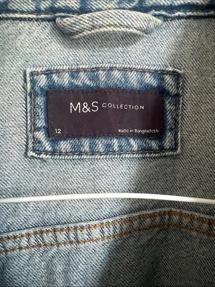 M&S Collection Light Wash Denim Jacket - Classic Trucker Style - photo 4