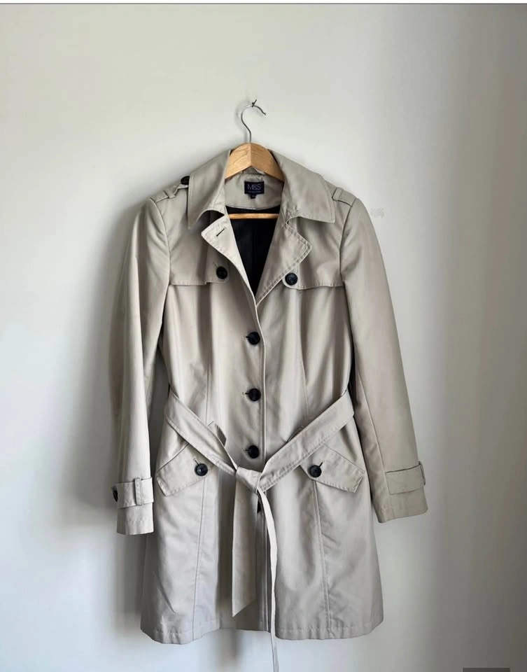 M&S Woman’s Belted Trench Coat Size 8 (Uk 12) Beige/Pebble