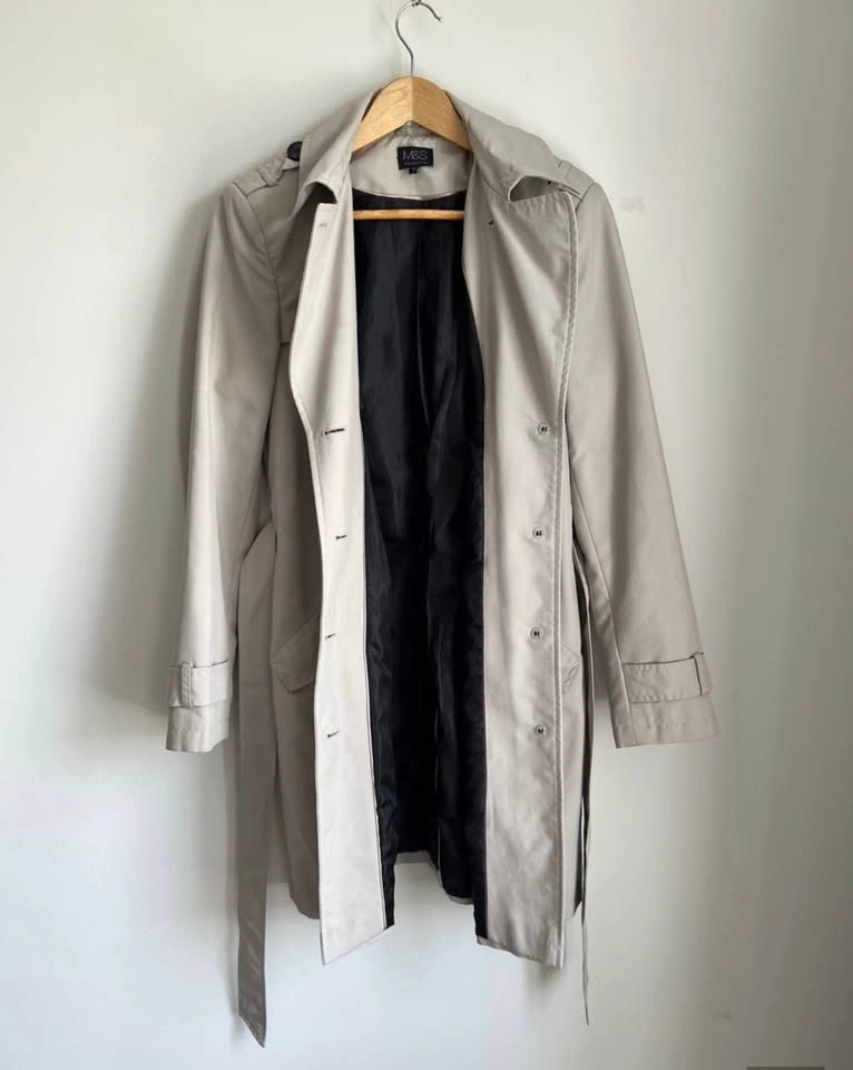 M&S Woman’s Belted Trench Coat Size 8 (Uk 12) Beige/Pebble - photo 3