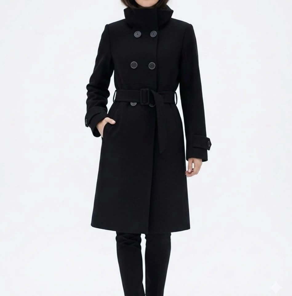 Mango Woman’s Funnel Neck Trench Coat Size XS Black - photo 2
