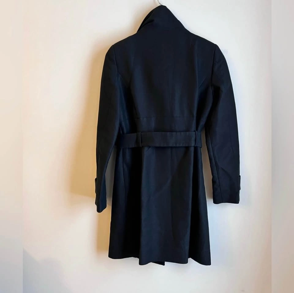 Mango Woman’s Funnel Neck Trench Coat Size XS Black - photo 3