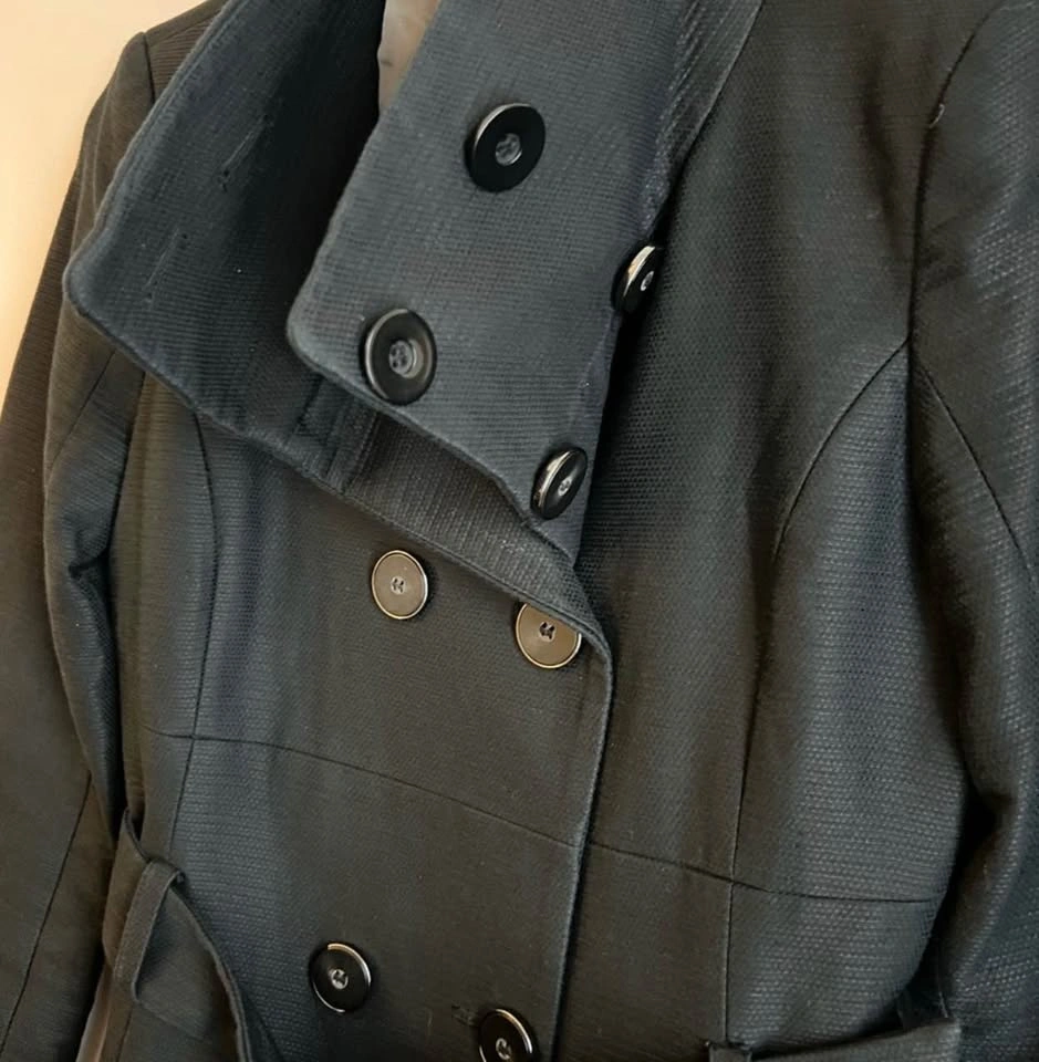 Mango Woman’s Funnel Neck Trench Coat Size XS Black - photo 4