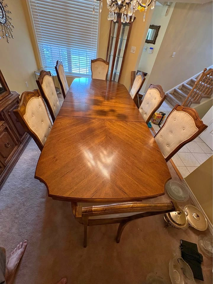 Canadian-Made Dining Table + 8 Upholstered Chairs