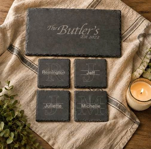 Custom Cheese and Charcuterie Board with Coasters