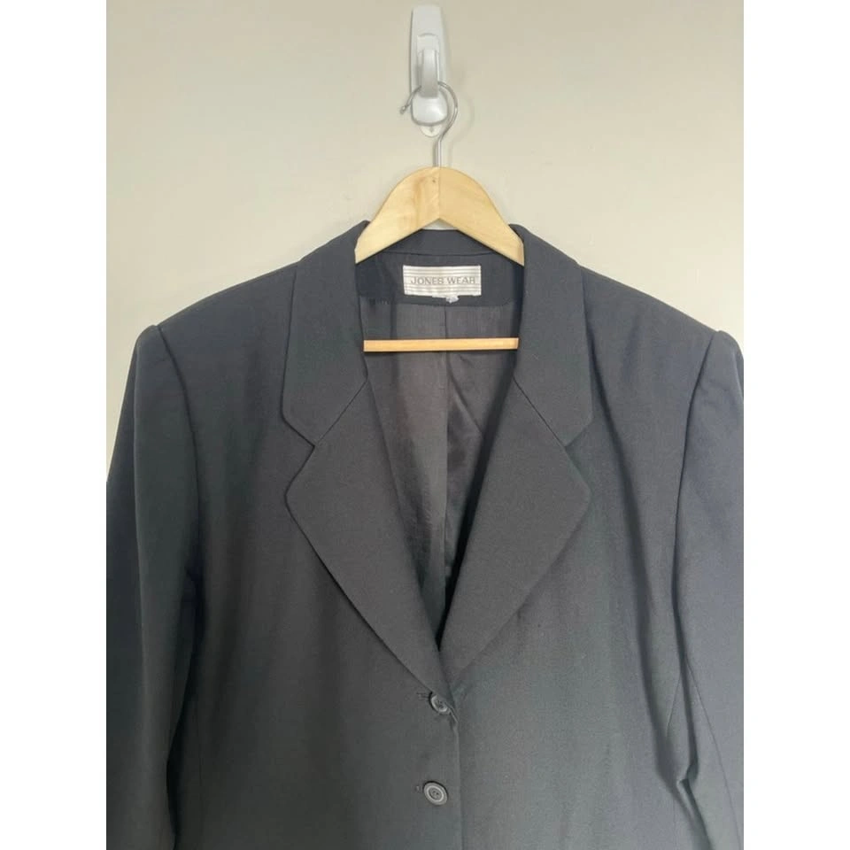 Classic Black 100% Pure Virgin Wool Blazer Jacket Oversized Fit - photo 3