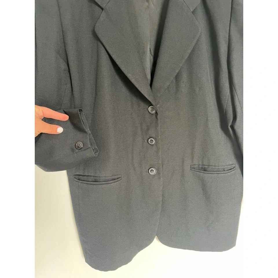 Classic Black 100% Pure Virgin Wool Blazer Jacket Oversized Fit - photo 4