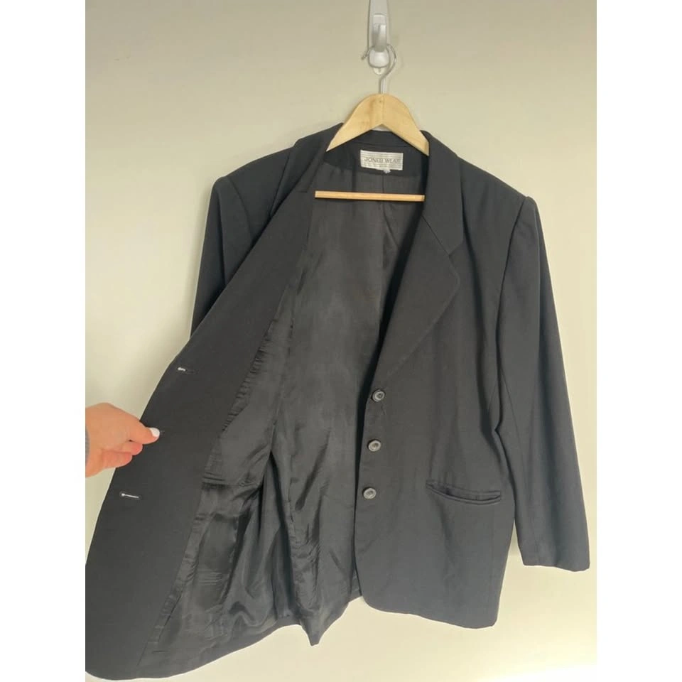 Classic Black 100% Pure Virgin Wool Blazer Jacket Oversized Fit - photo 5