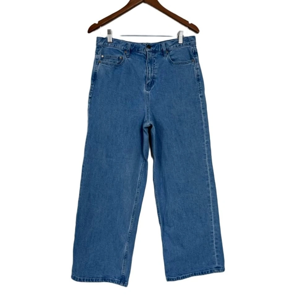Kate Spade Cropped Super High Rise Blue Wide Leg Jeans Size 30