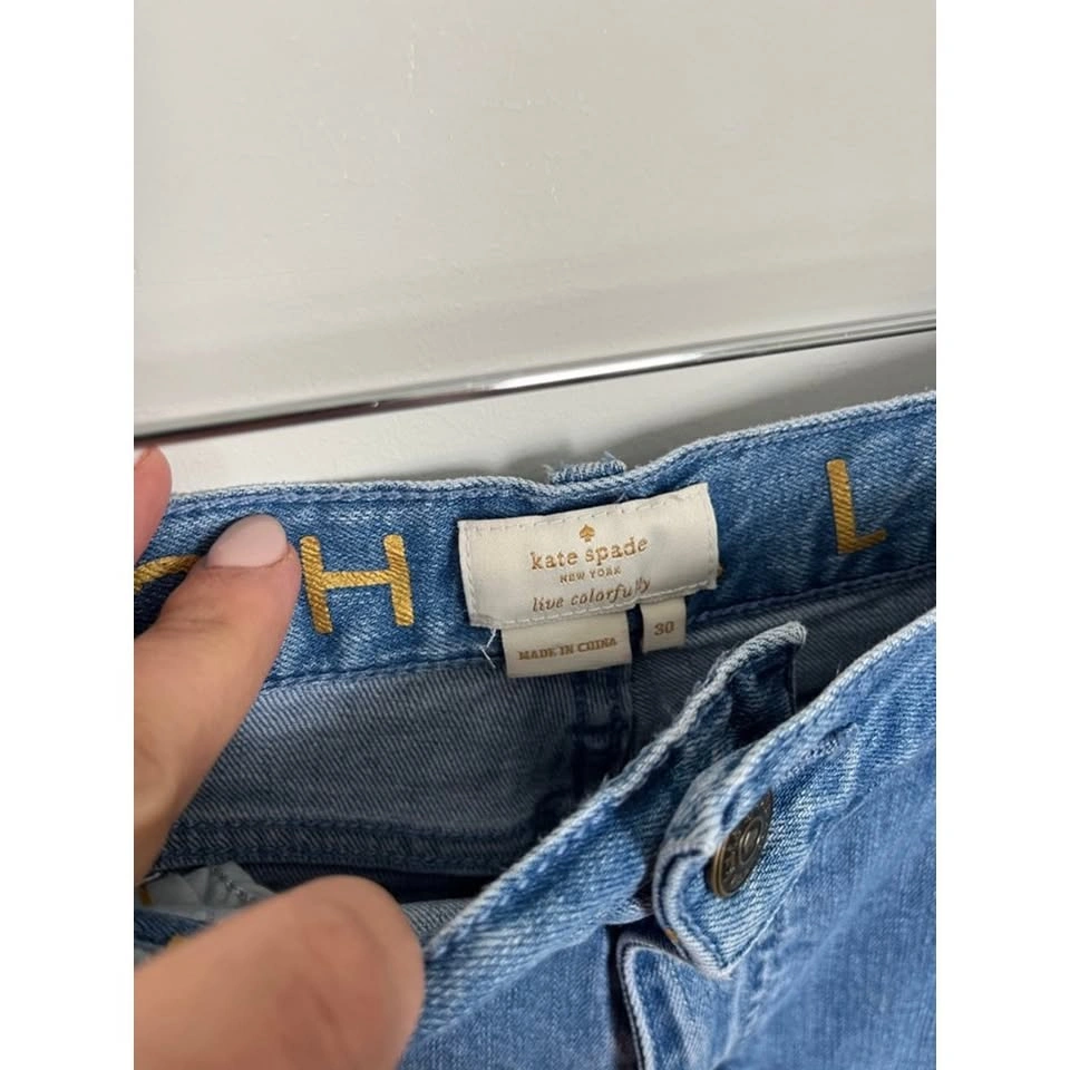 Kate Spade Cropped Super High Rise Blue Wide Leg Jeans Size 30 - photo 4