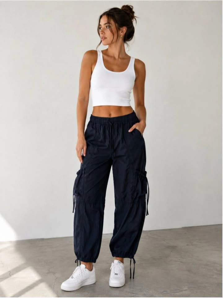 Abercrombie & Fitch Cargo Joggers Parachute Pants Black