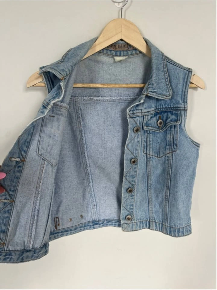 Vintage 90s Santa Barbara Clothing Co. Denim Vest Blue Jean Medi - photo 3