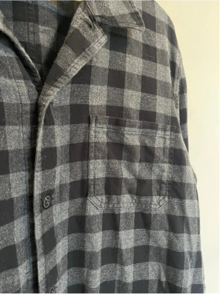 Club Monaco Plaid Shirt Jacket Lightweight Charcoal Grey Black - photo 3