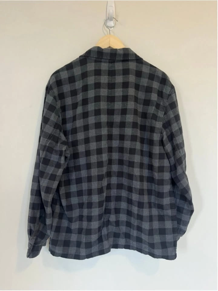 Club Monaco Plaid Shirt Jacket Lightweight Charcoal Grey Black - photo 5