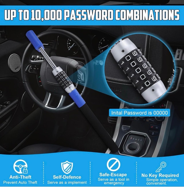 New Car Van Truck Steering Wheel Lock Anti-Theft Keyless Device - photo 2