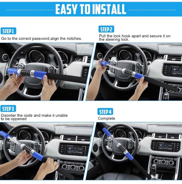 New Car Van Truck Steering Wheel Lock Anti-Theft Keyless Device - photo 5
