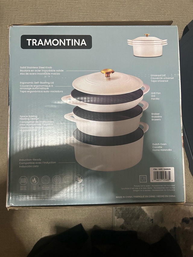 Brand New Tramontina 4-Pc Enameled Cast Iron Nested Cookware Set