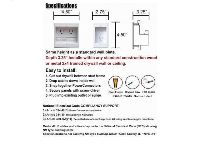 Brand New Power Bridge Model TWO-CK In-Wall Cable Management Kit - photo 4