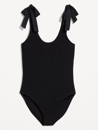 Old Navy Black Ribbed Tie-Shoulder Bodysuit Size Large Tall - photo 2
