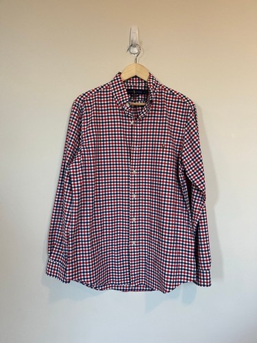 Ralph Lauren Red Navy Blue White Gingham Button Down Shirt
