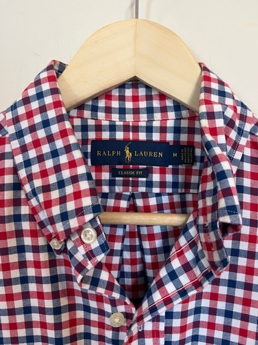 Ralph Lauren Red Navy Blue White Gingham Button Down Shirt - photo 2