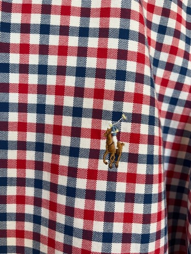 Ralph Lauren Red Navy Blue White Gingham Button Down Shirt - photo 3
