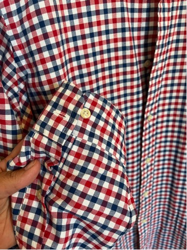 Ralph Lauren Red Navy Blue White Gingham Button Down Shirt - photo 5