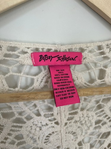 Betsey Johnson Crochet Tie-Front Blouse Beige 100% Cotton - photo 3