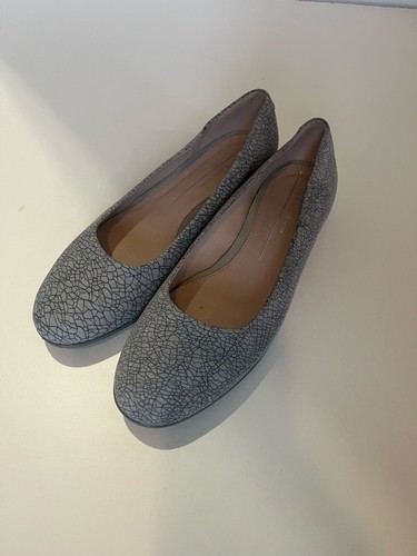 ECCO Anine Ballerina Flats Dress Shoes Gray Black Cracked Leathe - photo 2