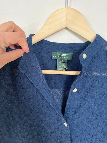 Navy Blue Lauren Ralph Lauren Eyelet Lace Button Down Shirt - photo 2