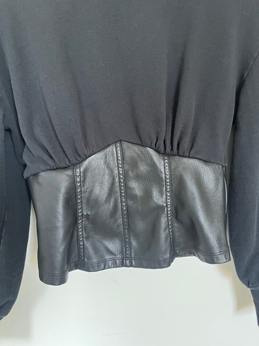 Anthropologie Pilcro Black Faux Leather Corset Sweatshirt - photo 4