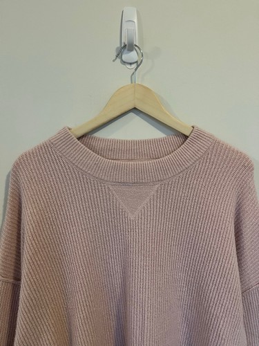 Oversized Knit Aerie Light Pink Ribbed Crew Neck Sweater - photo 2