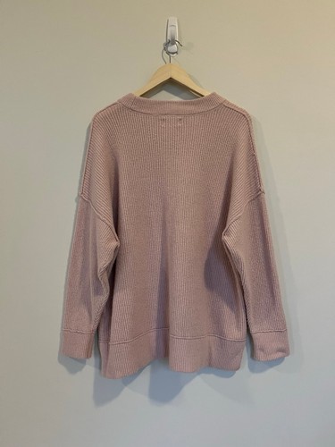 Oversized Knit Aerie Light Pink Ribbed Crew Neck Sweater - photo 3