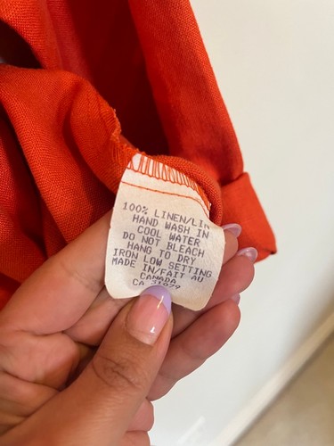 100% Linen One Collections Orange Red Button Down Shirt - photo 5