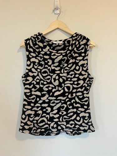 Black & Beige Leopard Print Sleeveless Top